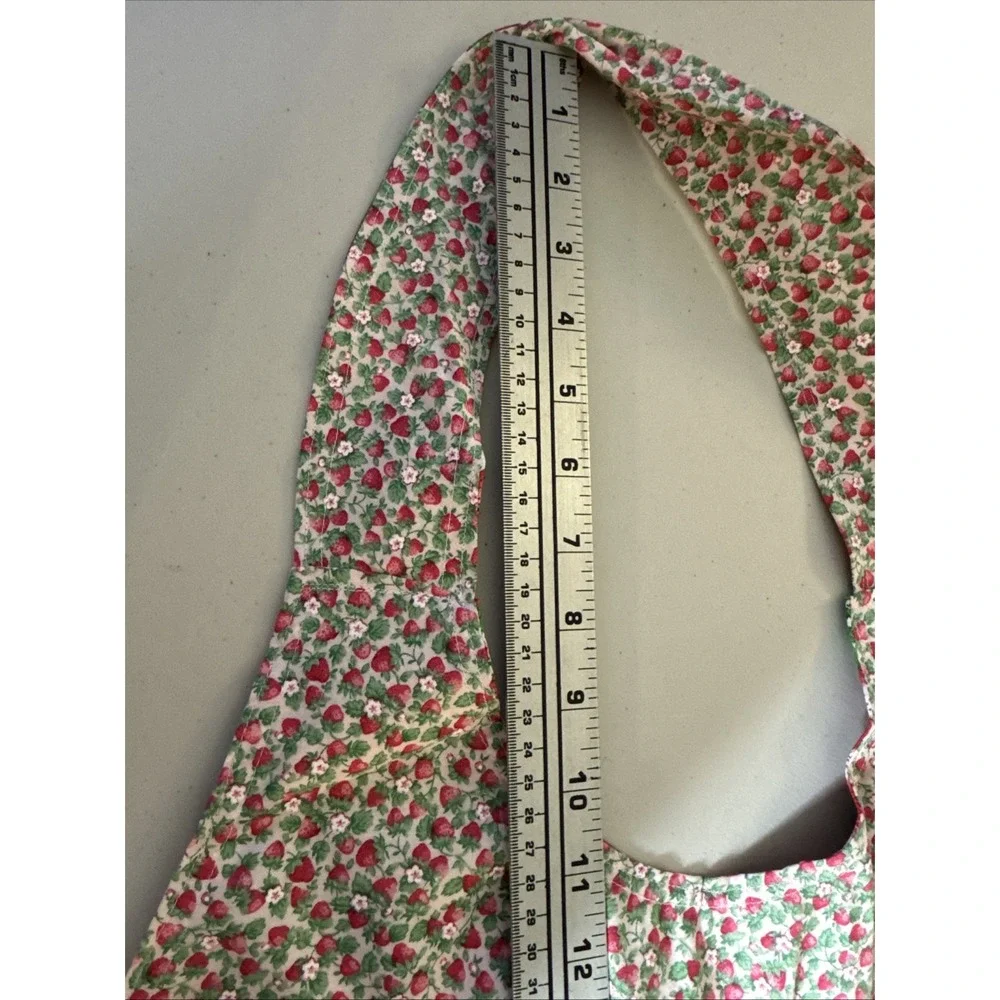 VTG Handmade Strawberry Print‎ Apron Set Halter Neck Reversible Pockets